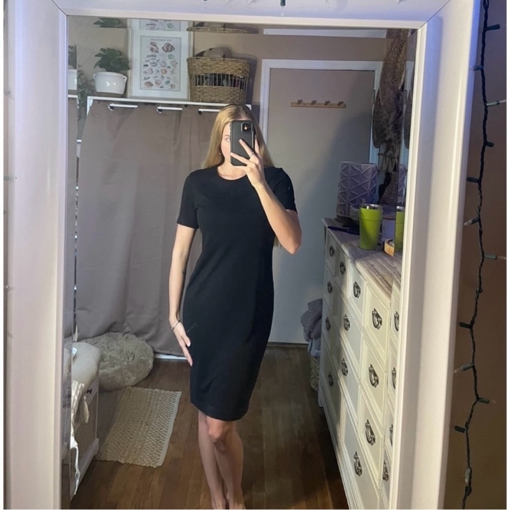 H&M black midi basic staple dress